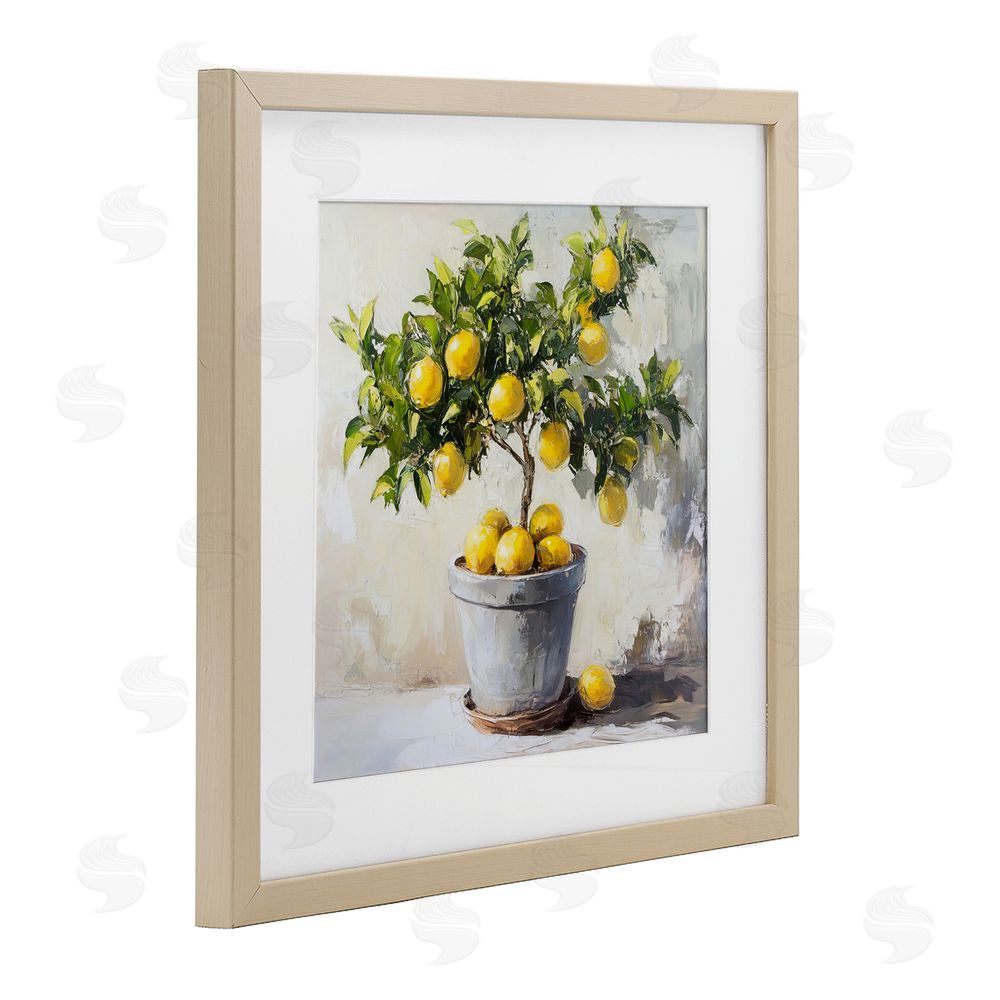 Tina LeCour Falling Lemon Tree Brown Framed Print Under Glass with Mat Wall Art