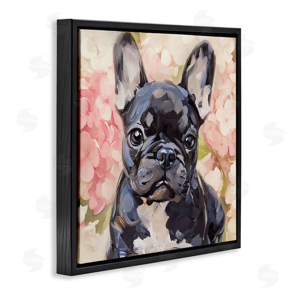 Tina LeCour Sweetest Little Bulldog Black Floating Frame Canvas Wall Art Print