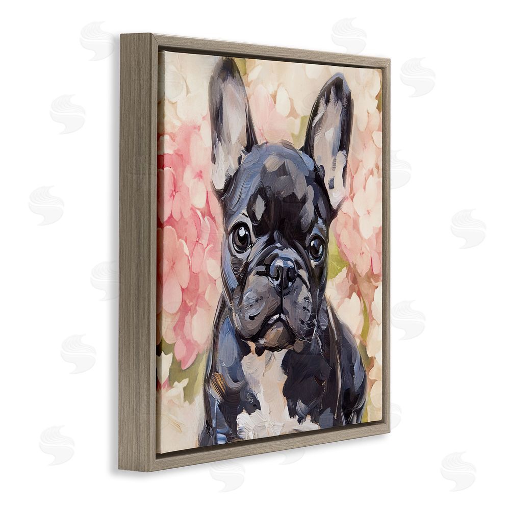 Tina LeCour Sweetest Little Bulldog Brown Floating Frame Canvas Wall Art Print