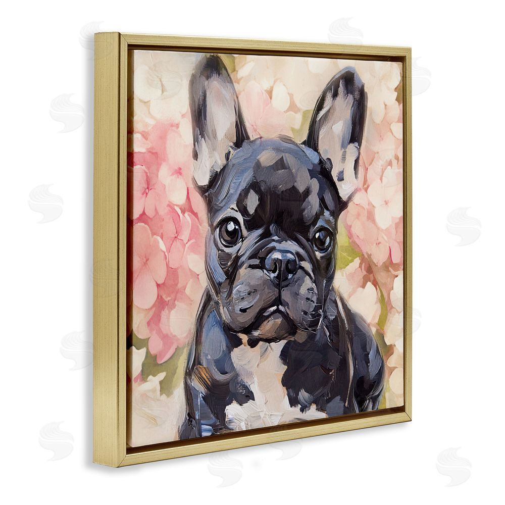 Tina LeCour Sweetest Little Bulldog Gold Floating Frame Canvas Wall Art Print