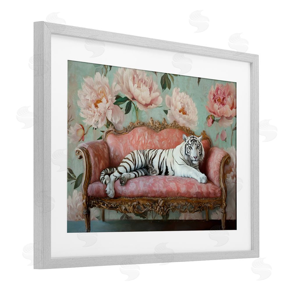 Tina LeCour Where The Tiger Dreams Gray Framed Print Under Glass Wall Art