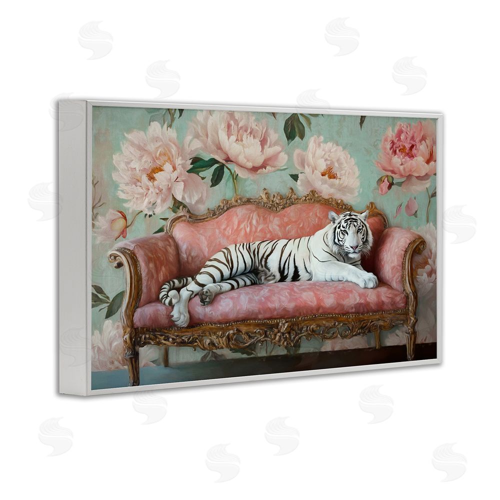 Tina LeCour Where The Tiger Dreams White Framed Giclee Wall Art Print