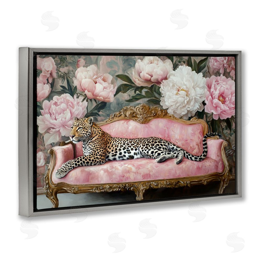 Tina LeCour Where The Leopard Dreams Gray Floating Frame Canvas Wall Art Print