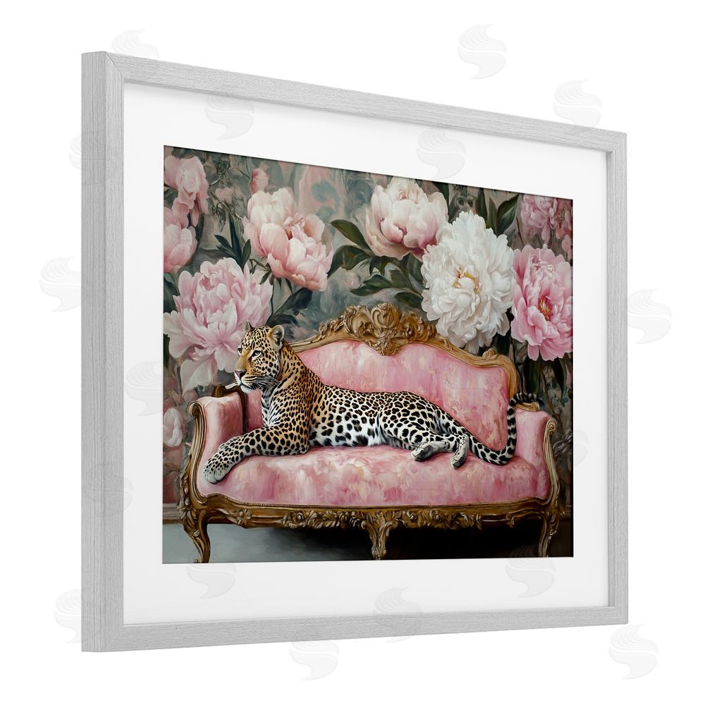 Tina LeCour Where The Leopard Dreams Gray Framed Print Under Glass Wall Art