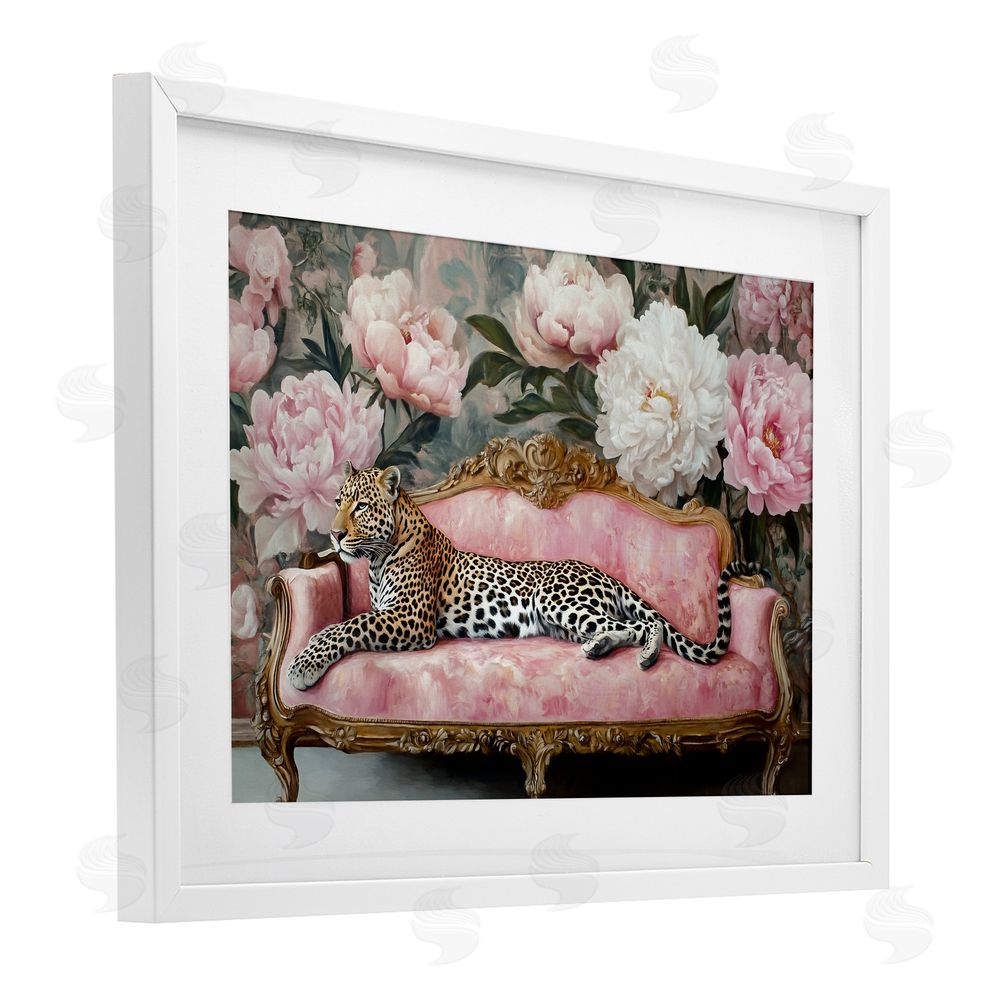 Tina LeCour Where The Leopard Dreams White Framed Print Under Glass Wall Art