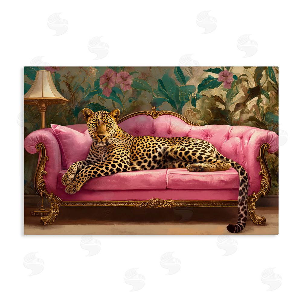 Tina LeCour Exotic Lounging Leopard Stretched Canvas Wall Art