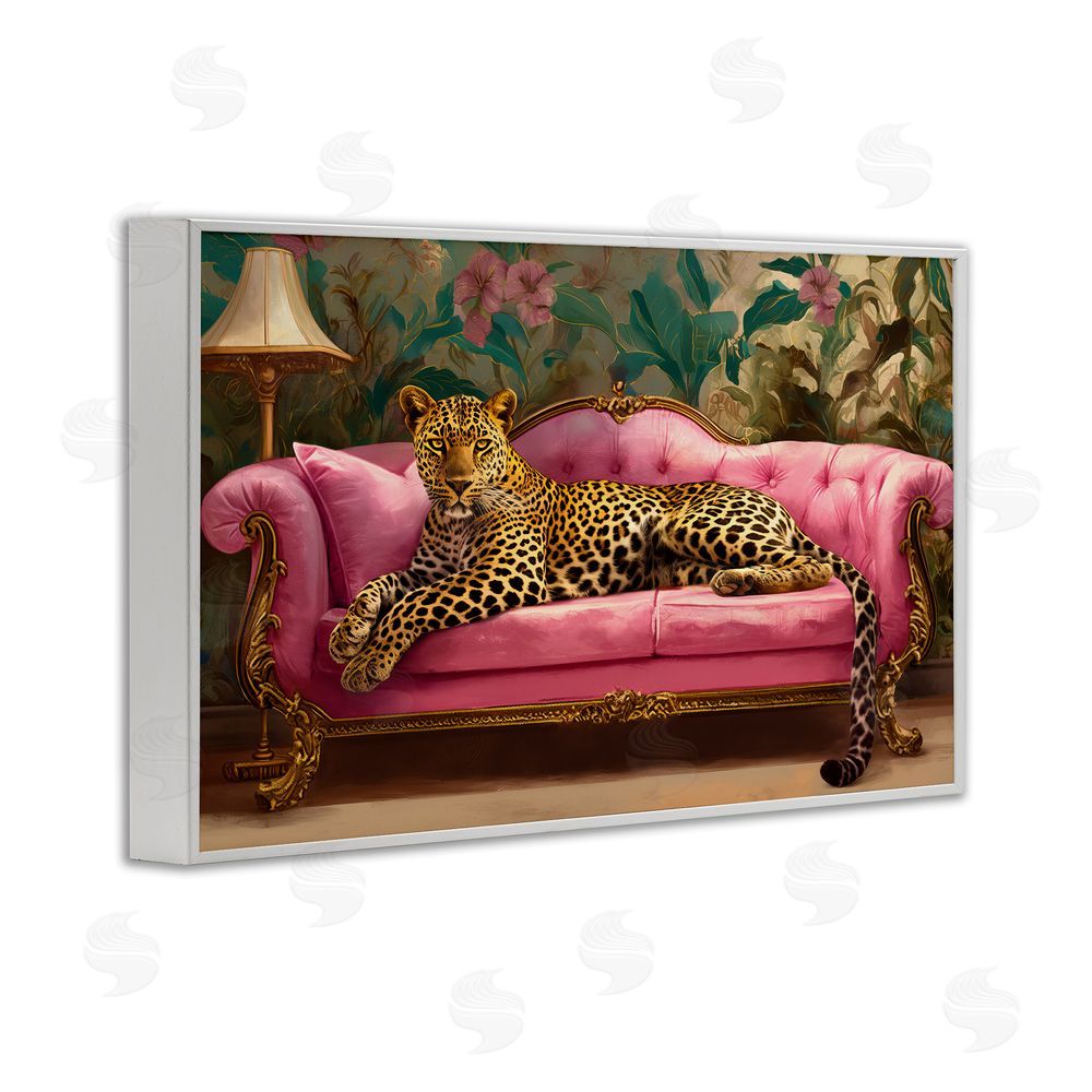 Tina LeCour Exotic Lounging Leopard White Framed Giclee Wall Art Print