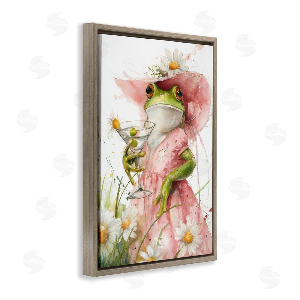 Tina LeCour Martini Hoppy Hour Brown Floating Frame Canvas Wall Art
