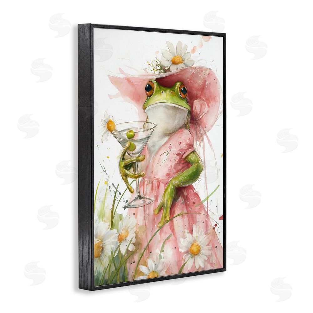 Tina LeCour Martini Hoppy Hour Blacked Framed Giclee Wall Art Print