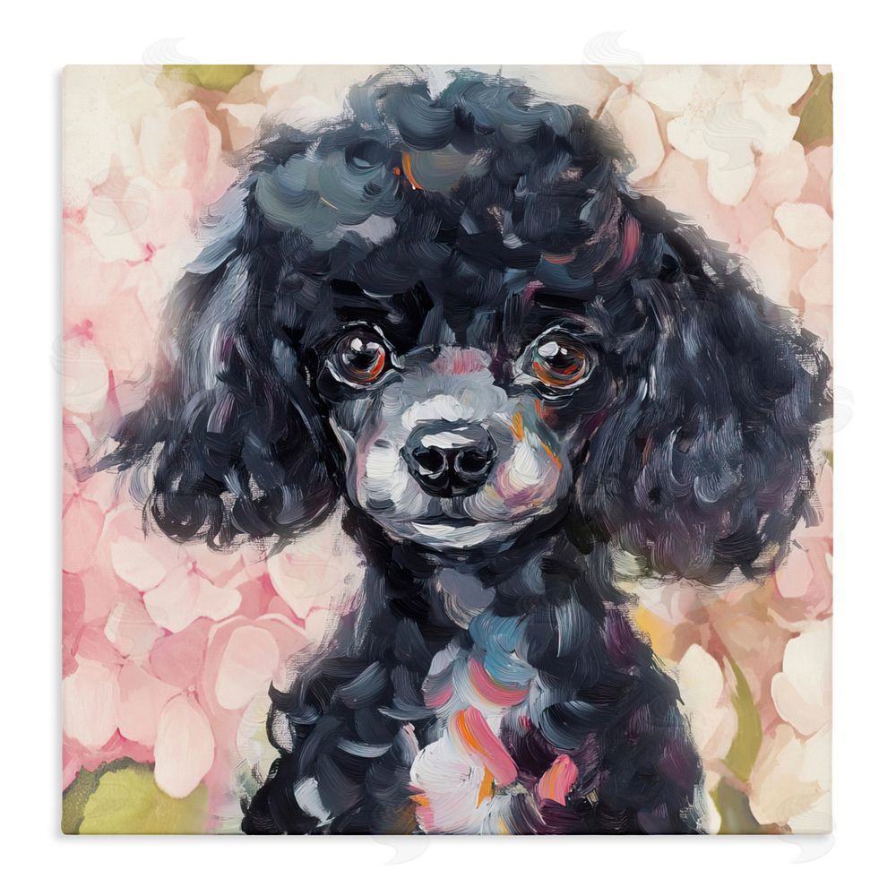 Tina LeCour Little Black Poodle Stretched Canvas Wall Art