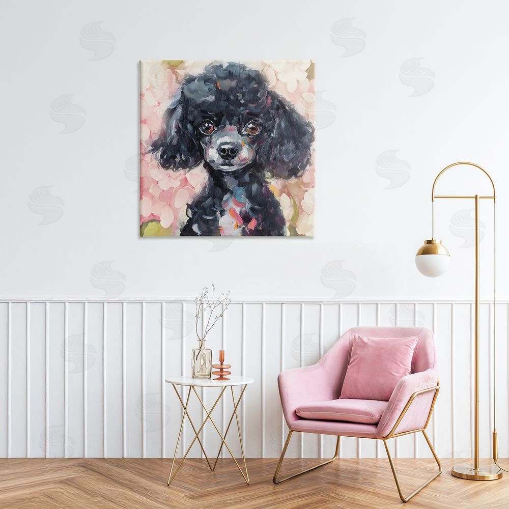 Tina LeCour Little Black Poodle Stretched Canvas Wall Art in Room