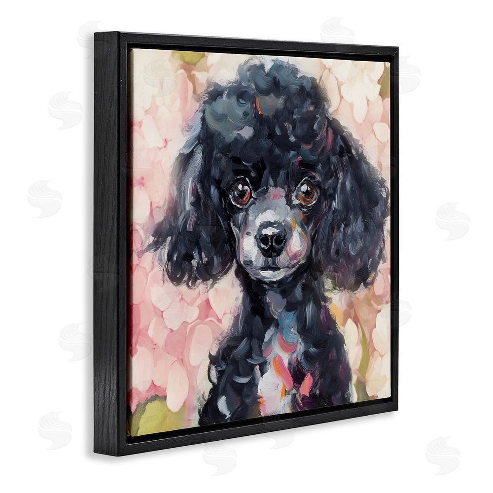 Tina LeCour Little Black Poodle Black Floating Frame Canvas Wall Art