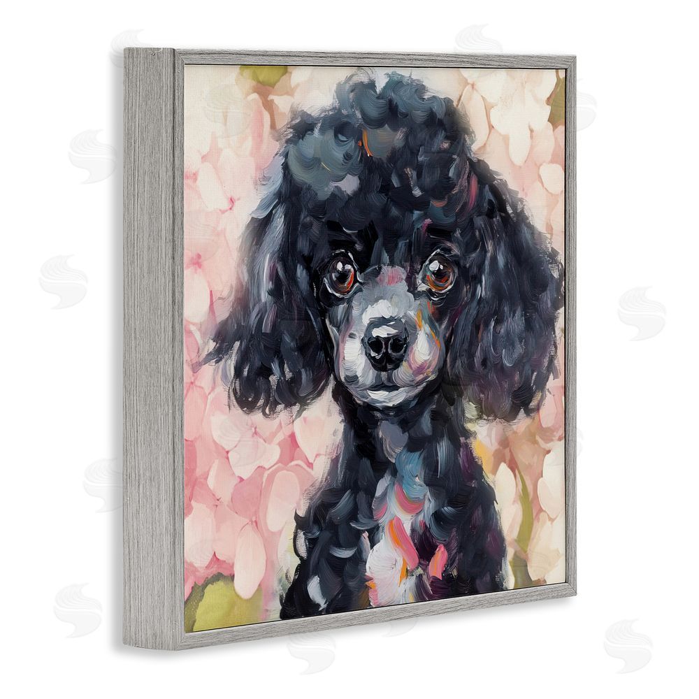 Tina LeCour Little Black Poodle Gray Framed Giclee Wall Art Print