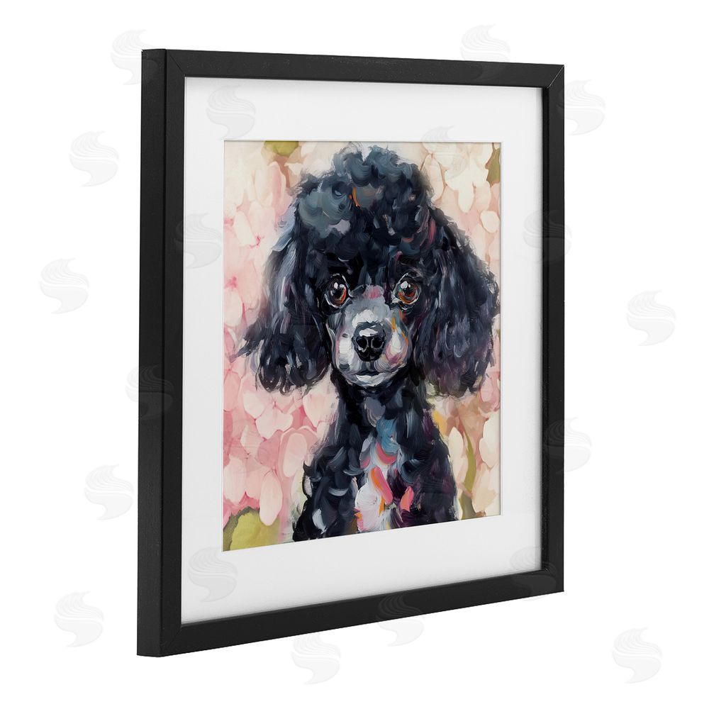 Tina LeCour Little Black Poodle Black Framed Print Under Glass with Mat Wall Art