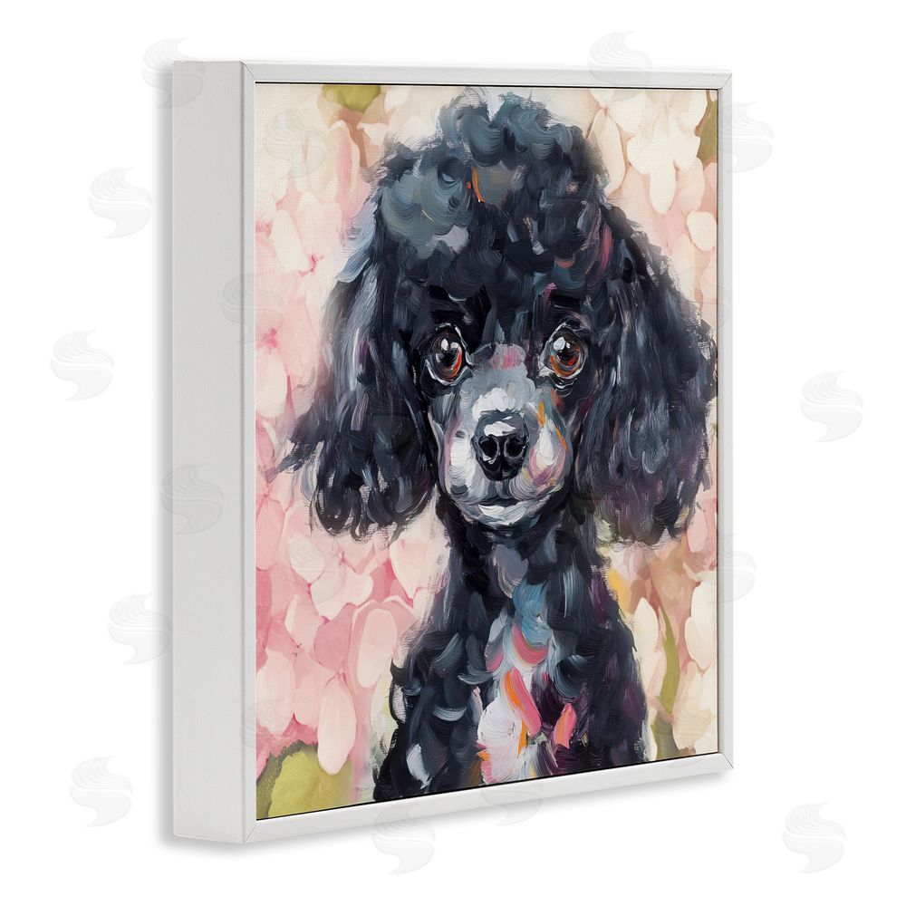 Tina LeCour Little Black Poodle White Framed Giclee Wall Art Print