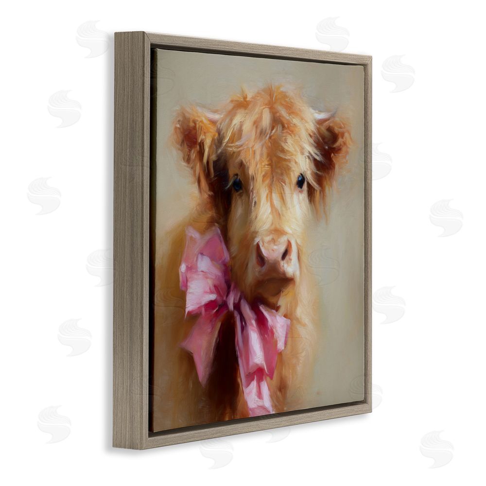 Tina LeCour Little Highland Sweetheart Brown Floating Frame Canvas Wall Art