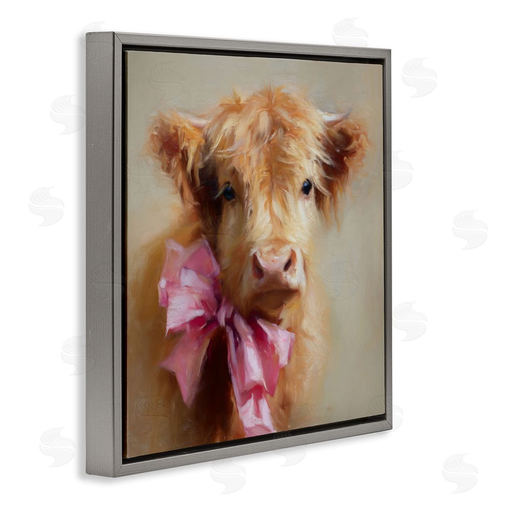 Tina LeCour Little Highland Sweetheart Gray Floating Frame Canvas Wall Art