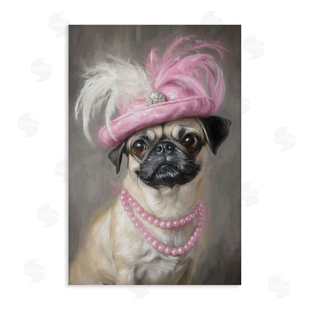 Tina LeCour Lady Pug Portrait Stretched Canvas Wall Art