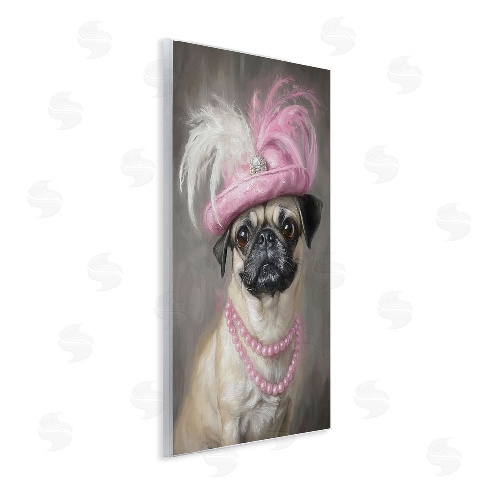 Tina LeCour Lady Pug Portrait Wooden Wall Plaque Art Print