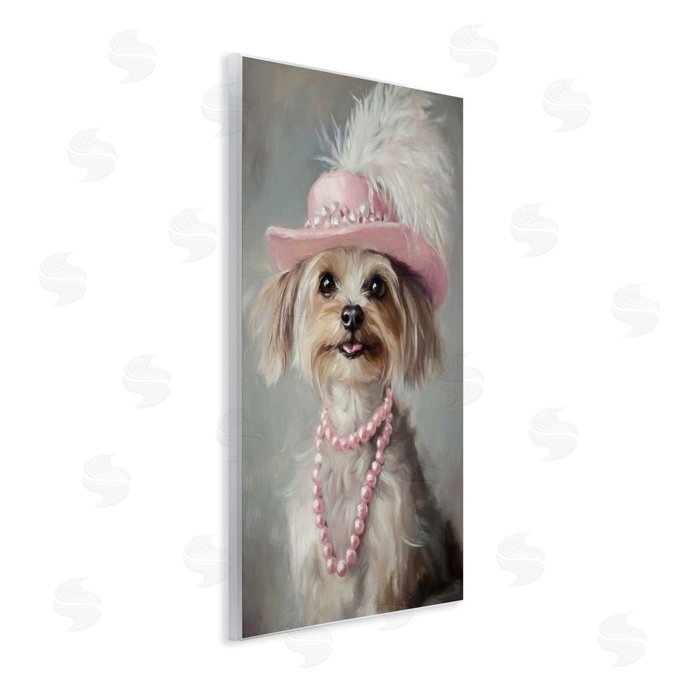 Tina LeCour Lady Yorkie Portrait Wooden Wall Plaque Art Print