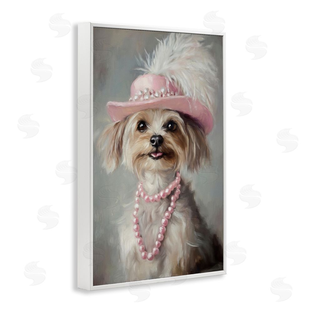 Tina LeCour Lady Yorkie Portrait White Framed Giclee Wall Art Print