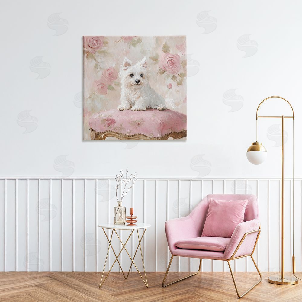 Tina LeCour Fancy Francesca Puppy Stretched Canvas Wall Art in Room