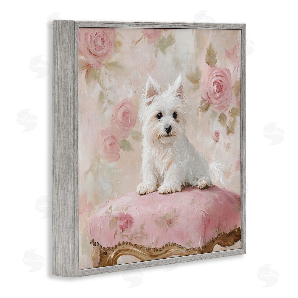 Tina LeCour Fancy Francesca Puppy Gray Framed Giclee Wall Art Print