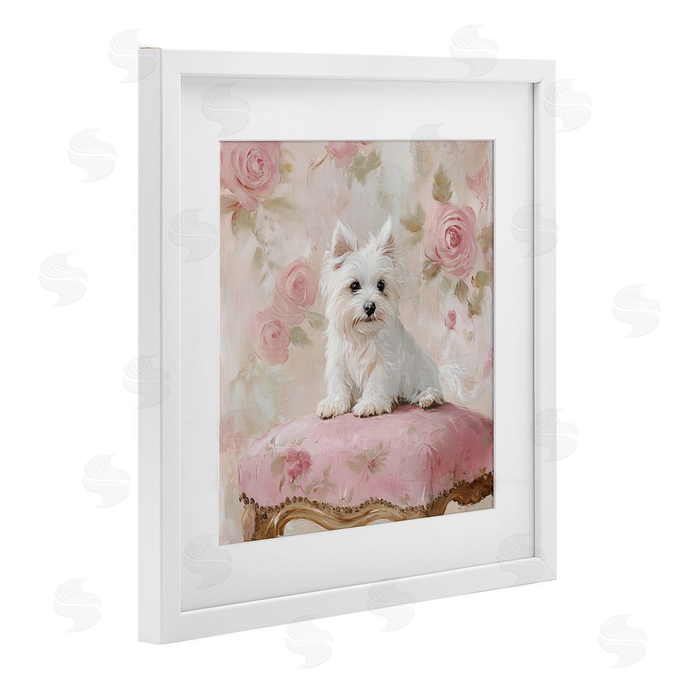 Tina LeCour Fancy Francesca Puppy White Framed Print Under Glass with Mat Wall Art