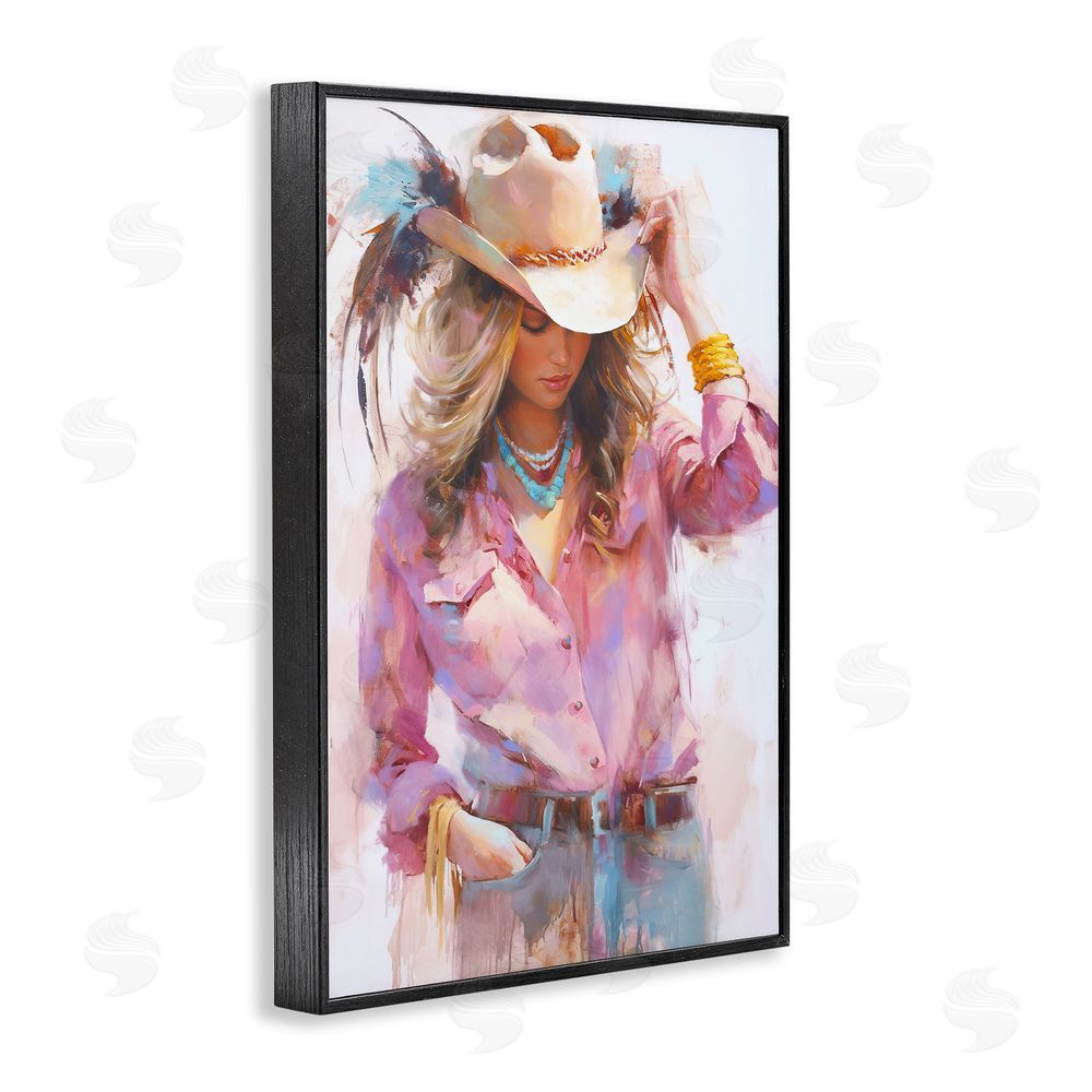 Tina LeCour Cowgirl Hat Reflections Black Framed Giclee Wall Art Print