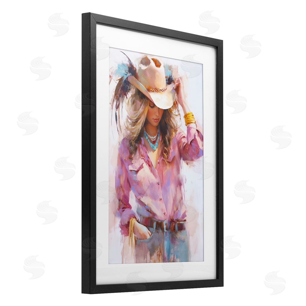 Tina LeCour Cowgirl Hat Reflections Black Framed Print Under Glass Wall Art