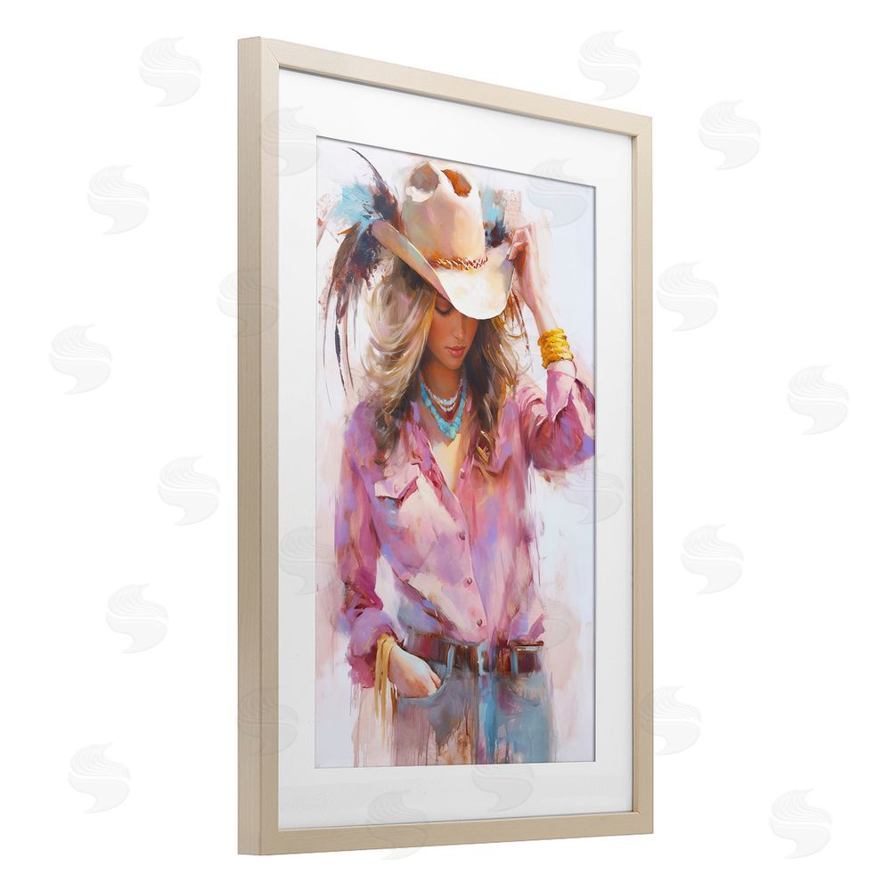 Tina LeCour Cowgirl Hat Reflections Birch Framed Print Under Glass Wall Art