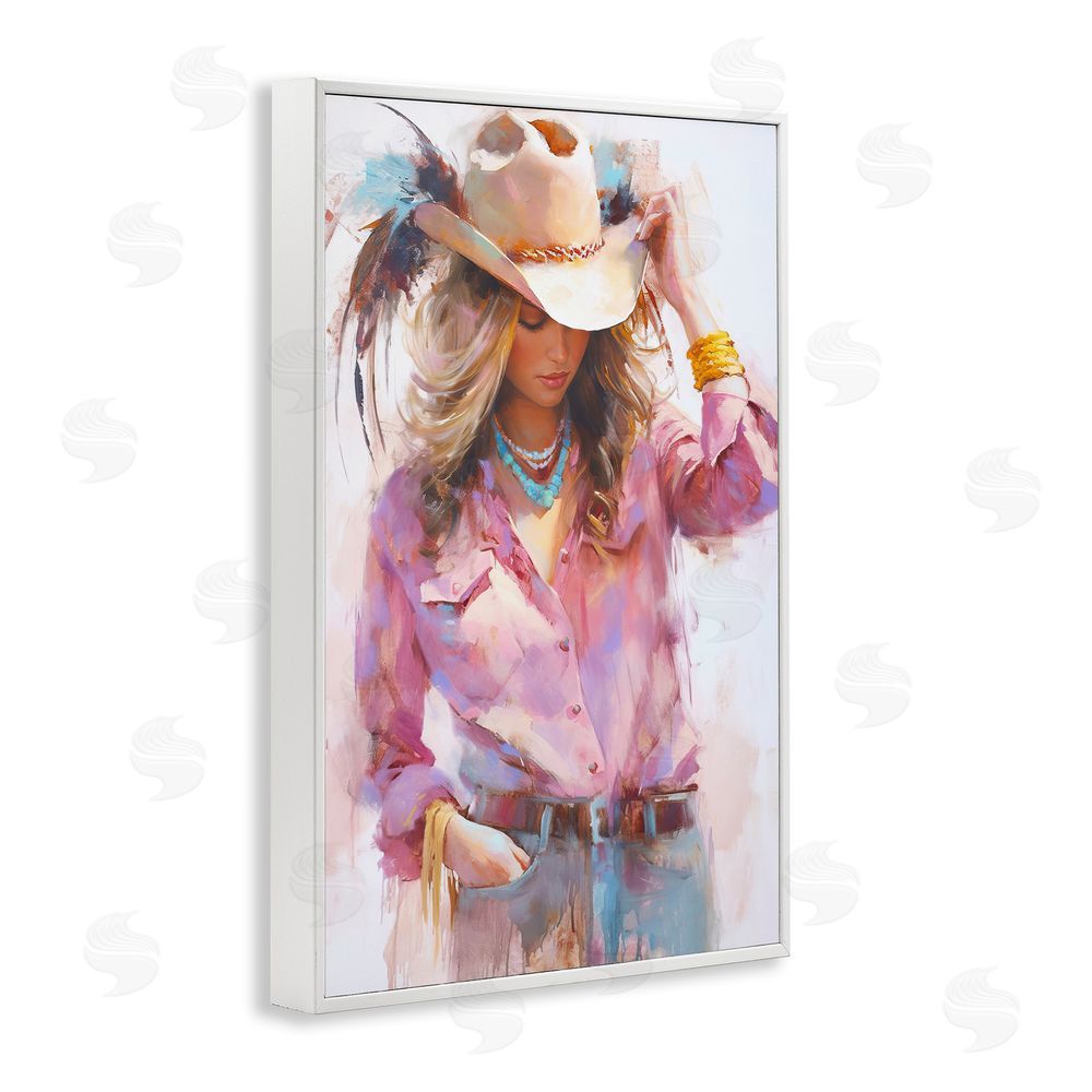 Tina LeCour Cowgirl Hat Reflections White Framed Giclee Wall Art Print