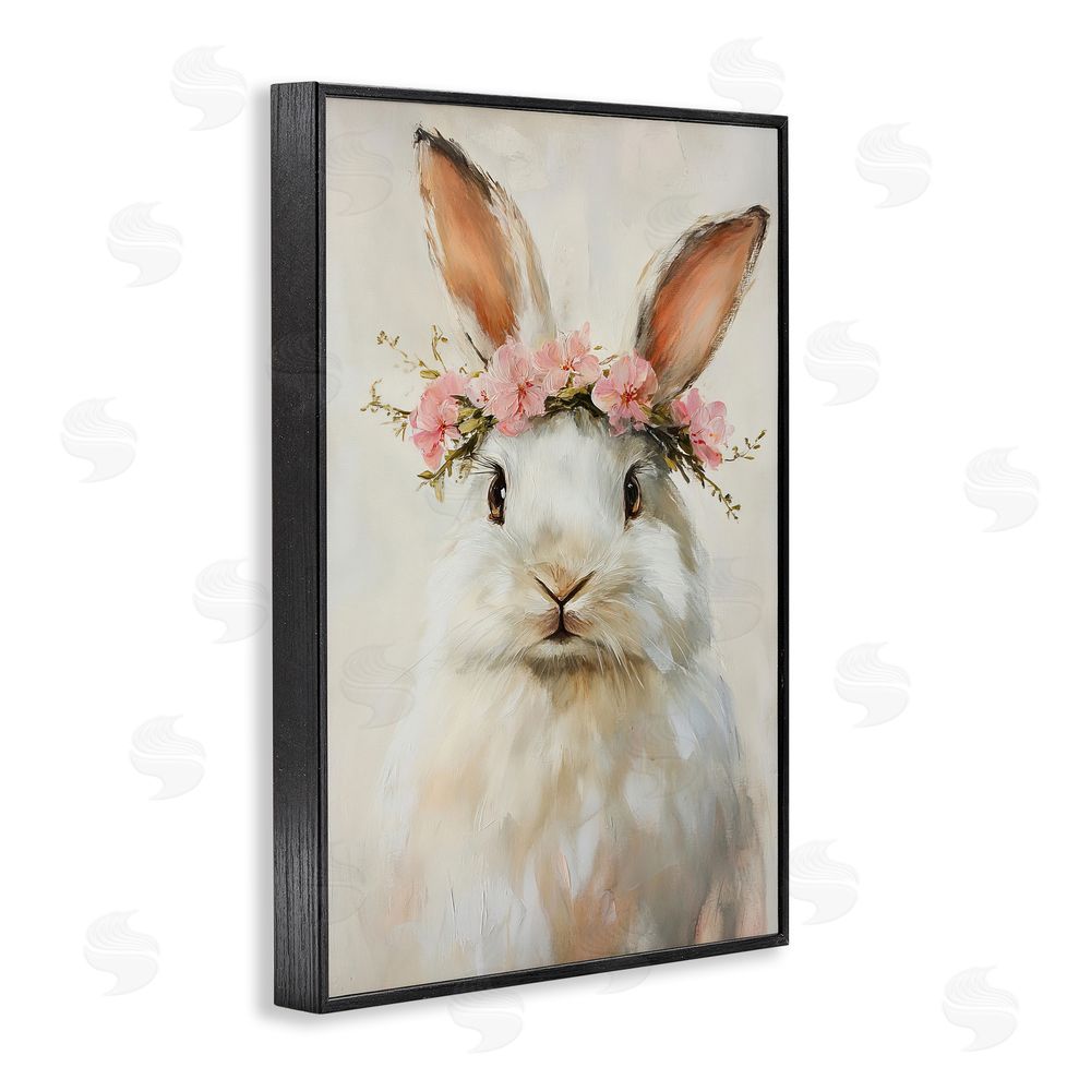 Tina LeCour Bunnykins with Pink Crown Black Framed Giclee Wall Art Print