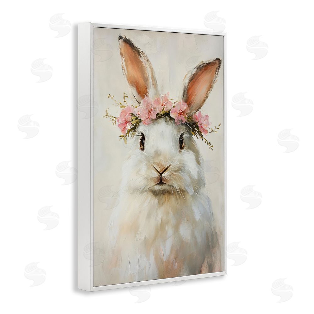 Tina LeCour Bunnykins with Pink Crown White Framed Giclee Wall Art Print