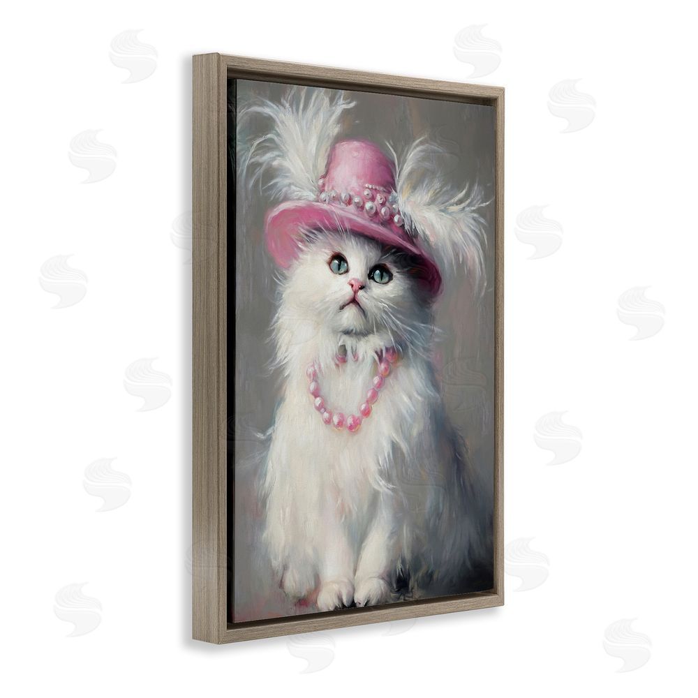 Tina LeCour Beautiful Brigitte Cat Brown Floating Frame Canvas Wall Art Print
