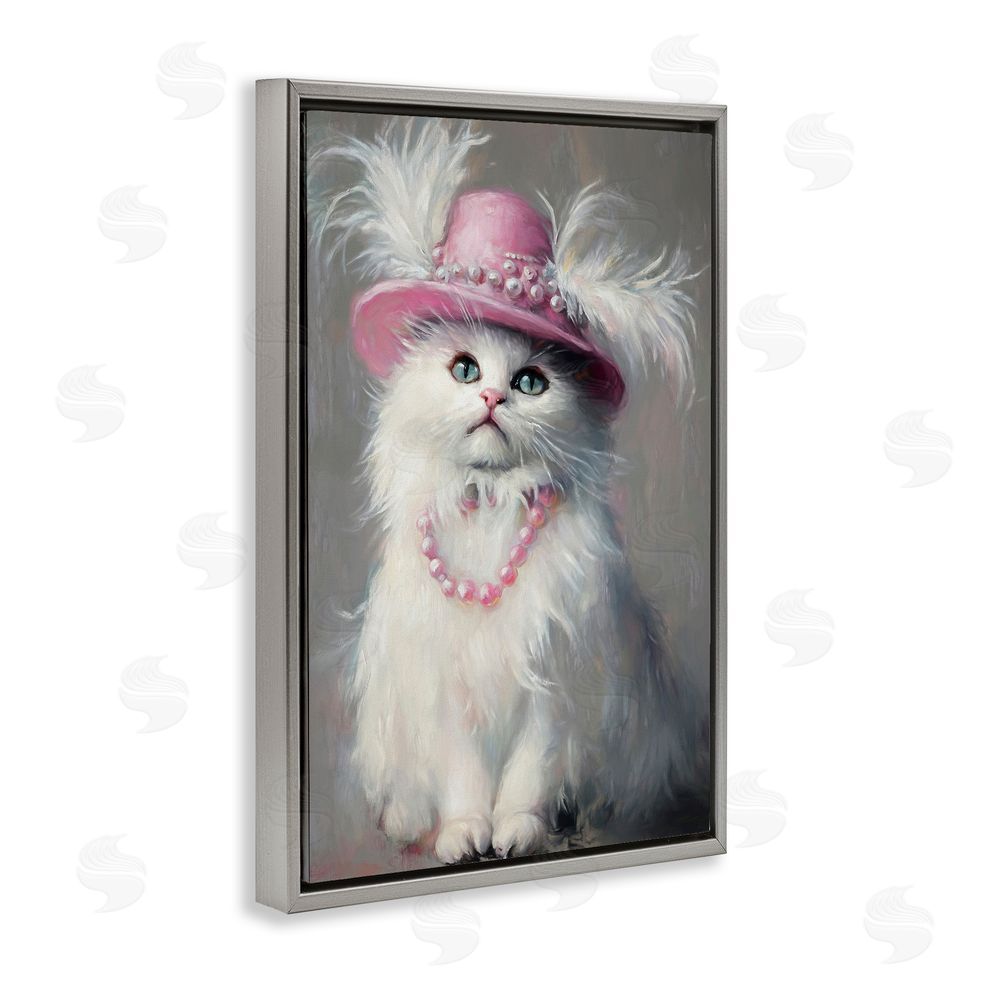 Tina LeCour Beautiful Brigitte Cat Gray Floating Frame Canvas Wall Art Print