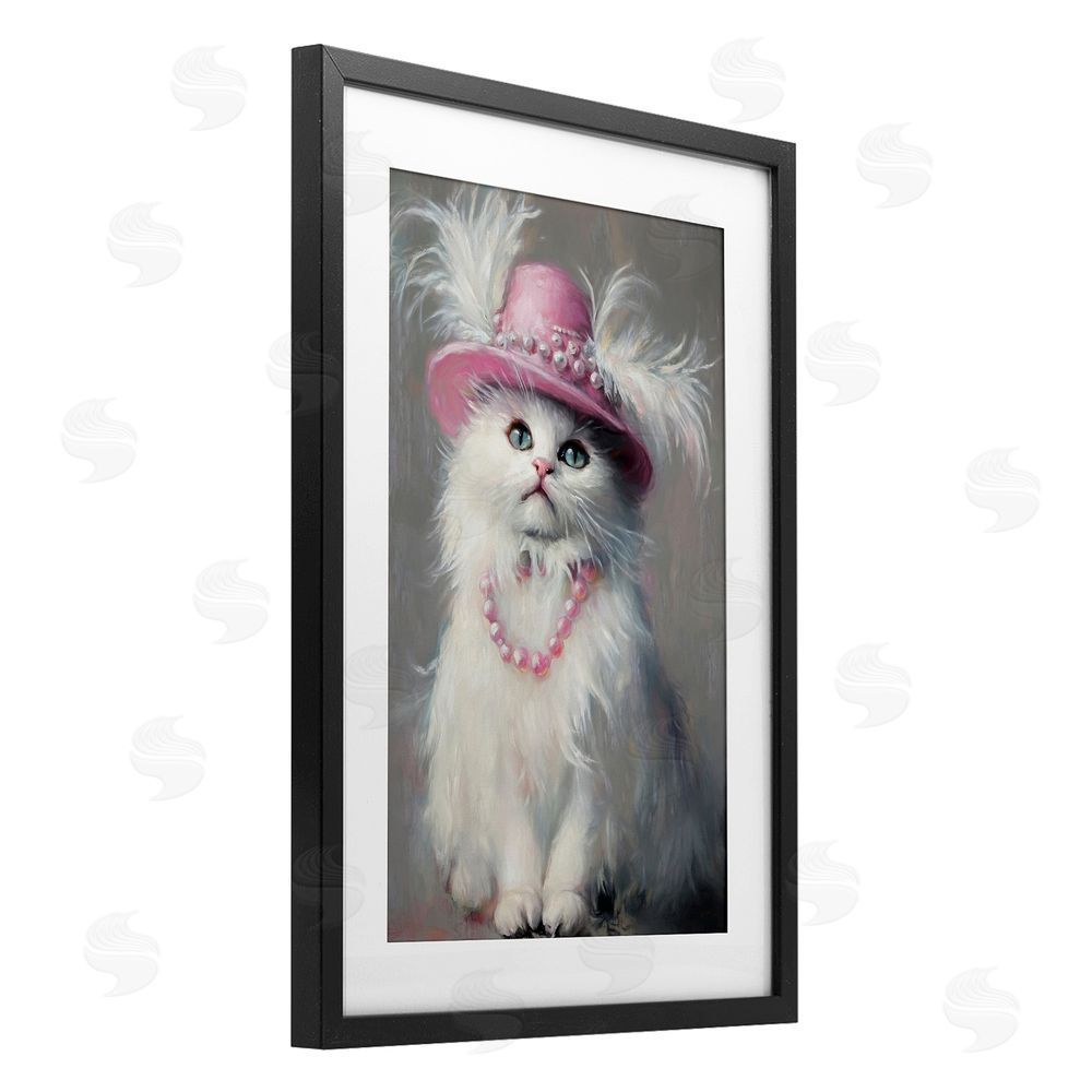 Tina LeCour Beautiful Brigitte Cat Black Framed Print Under Glass Wall Art