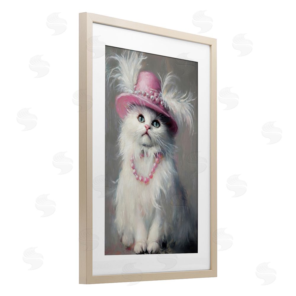 Tina LeCour Beautiful Brigitte Cat Birch Framed Print Under Glass Wall Art