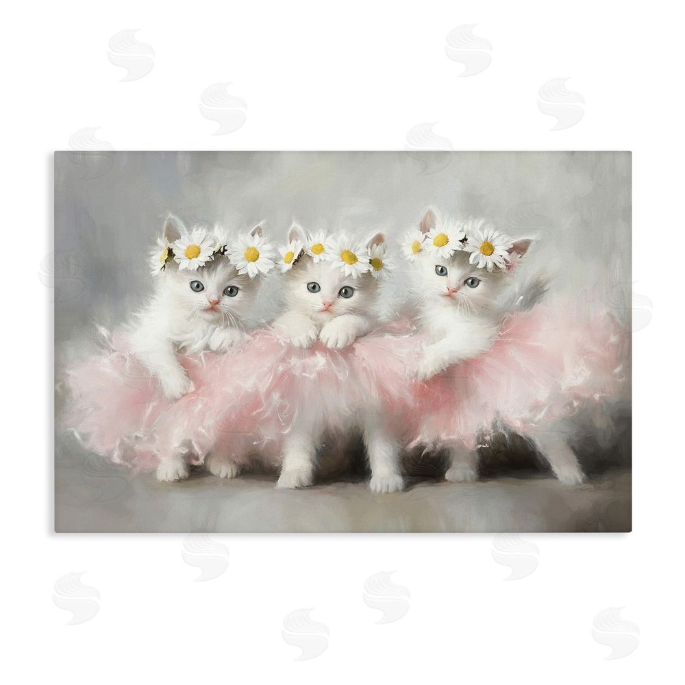 Tina LeCour Dancing Kittens in Tutus Stretched Canvas Wall Art Print