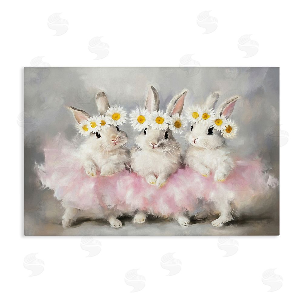 Tina LeCour Dancing Bunnies in Tutus Stretched Canvas Wall Art Print