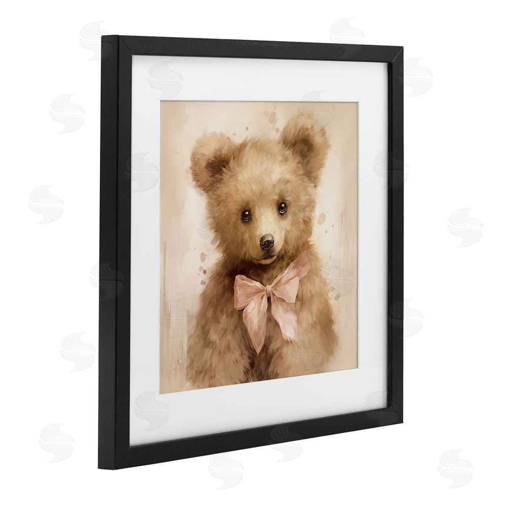 Tina LeCour Little Baby Bear Black Framed Print Under Glass with Mat Wall Art