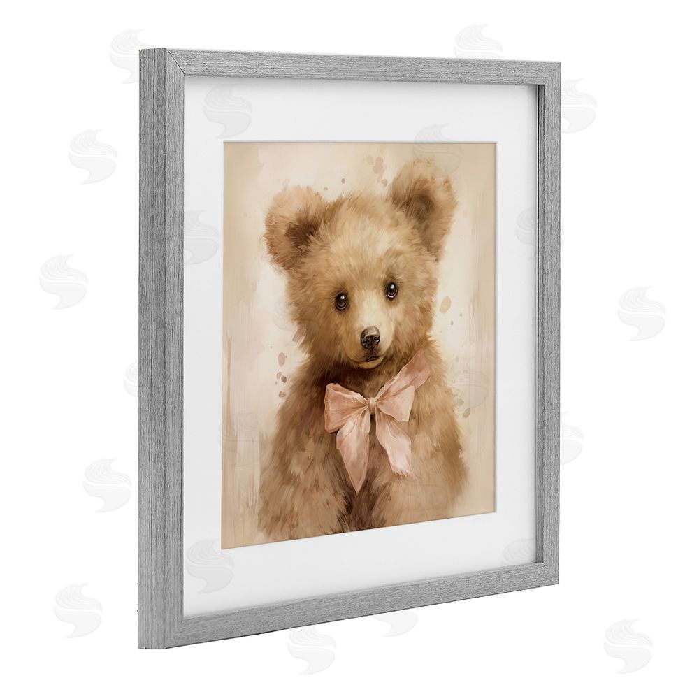 Tina LeCour Little Baby Bear Gray Framed Print Under Glass with Mat Wall Art