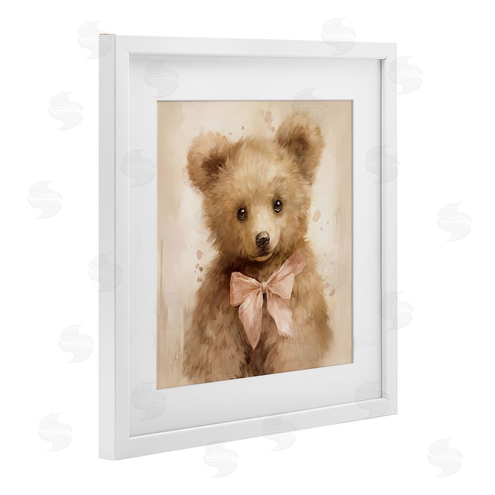 Tina LeCour Little Baby Bear White Framed Print Under Glass with Mat Wall Art