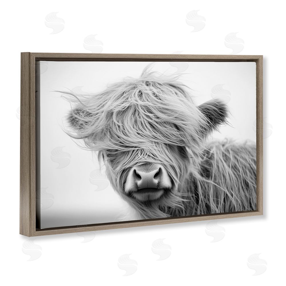 Tina LeCour Easy Breezy Cattle Brown Floating Frame Canvas Wall Art