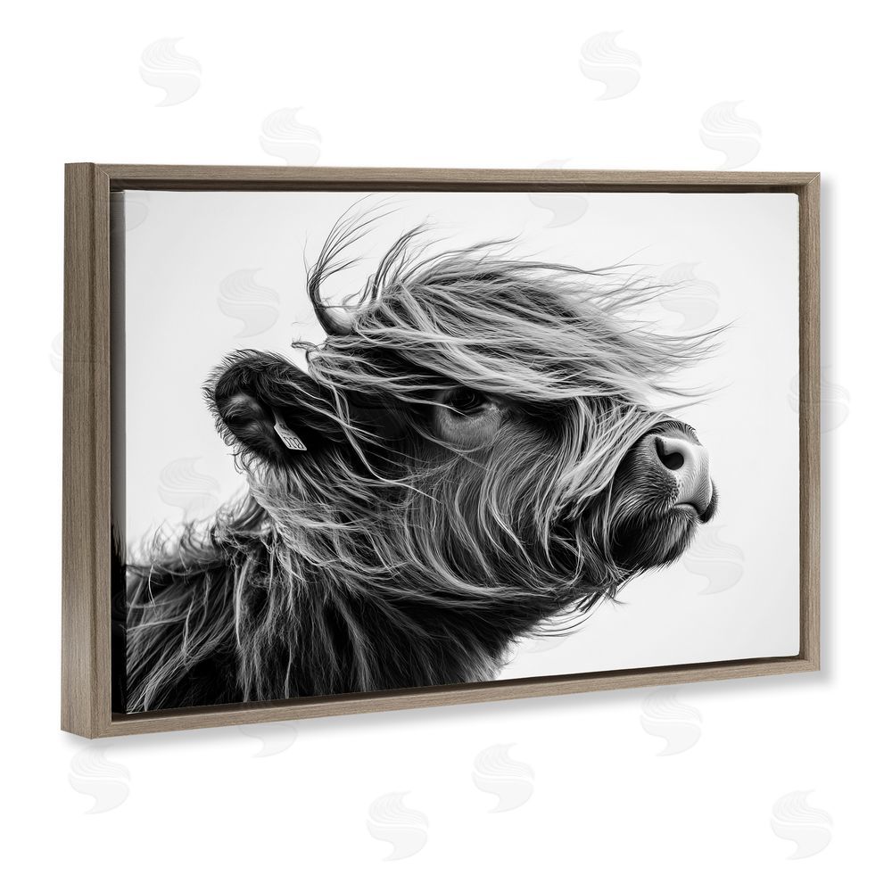 Tina LeCour Handsome Highland Portrait Brown Floating Frame Canvas Wall Art