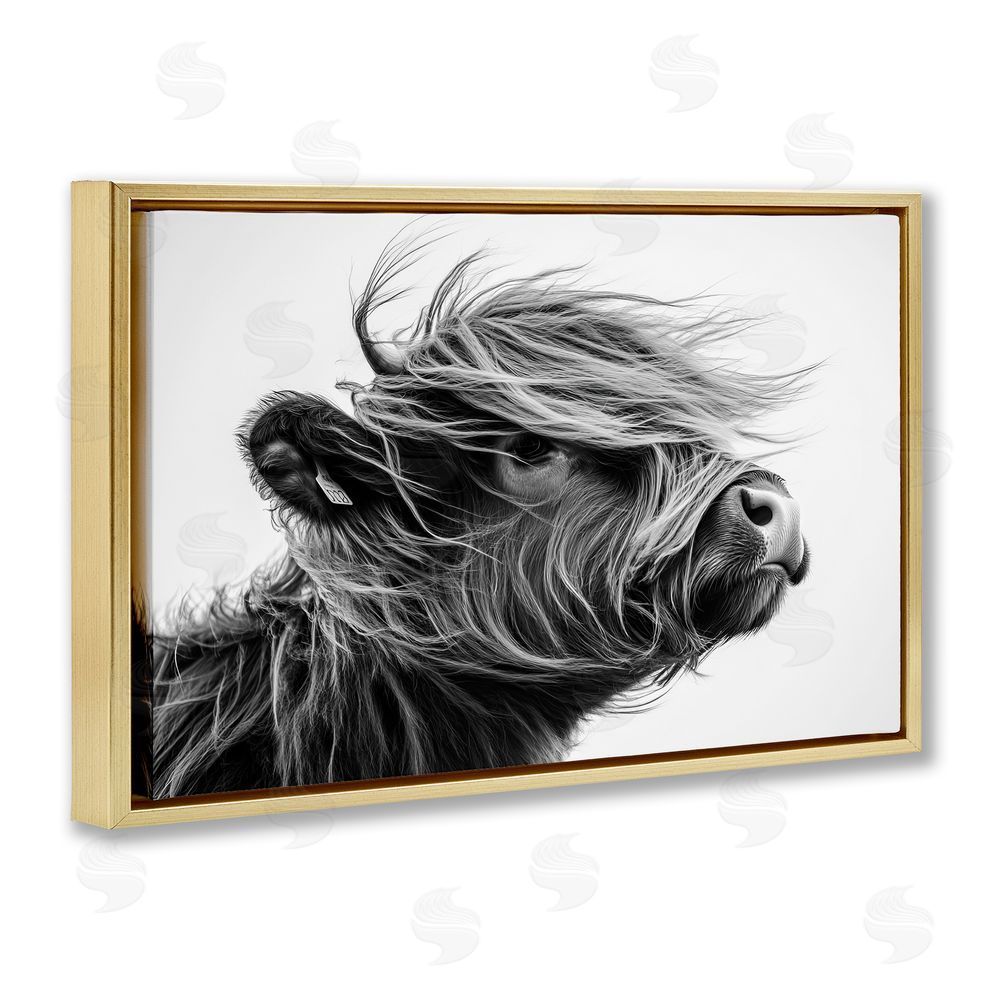 Tina LeCour Handsome Highland Portrait Gold Floating Frame Canvas Wall Art