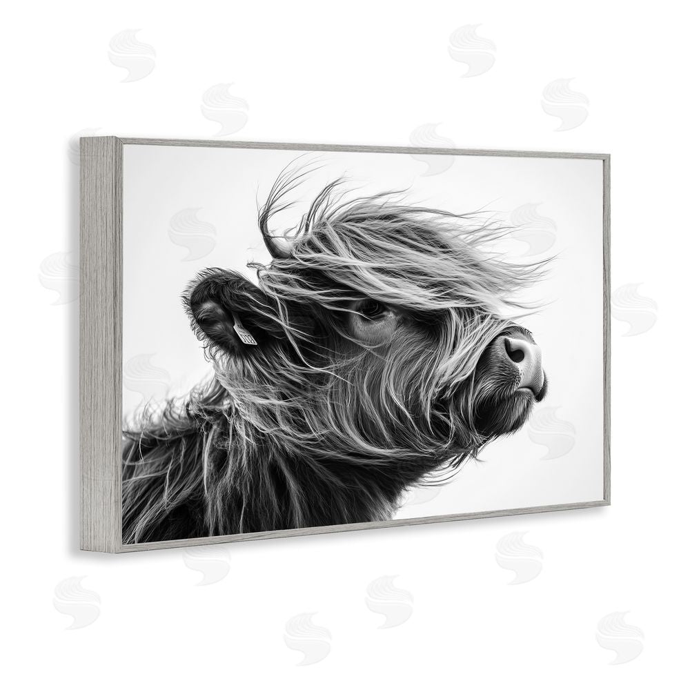 Tina LeCour Handsome Highland Portrait Gray Framed Giclee Wall Art Print