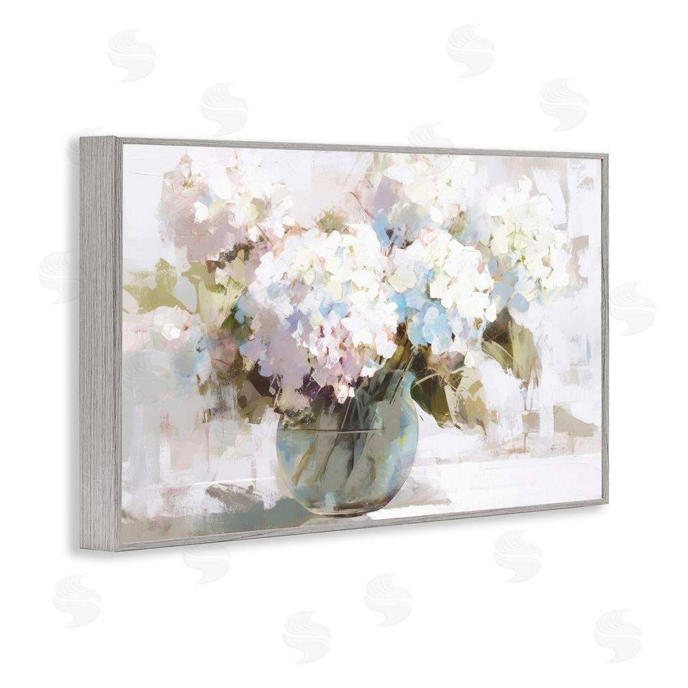 Tina LeCour Blushing Bride Garden Flowers Gray Framed Giclee Wall Art Print