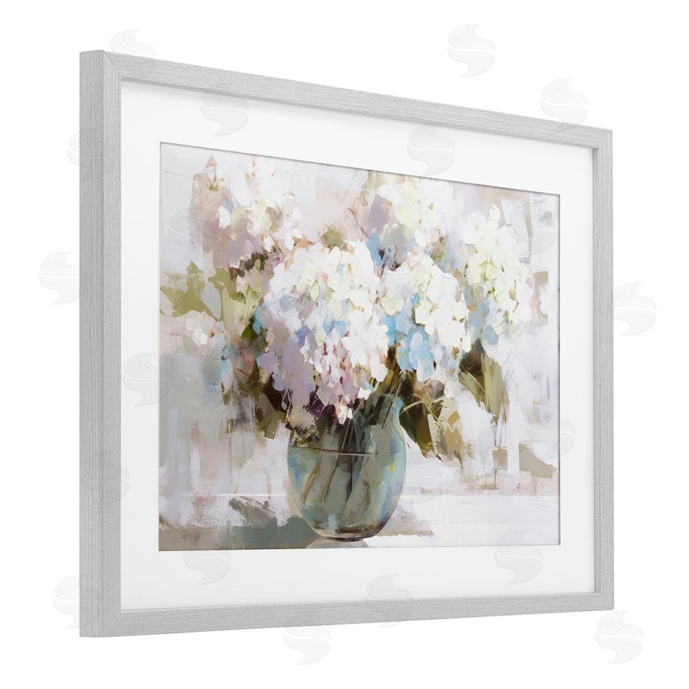 Tina LeCour Blushing Bride Garden Flowers Gray Framed Print Under Glass Wall Art