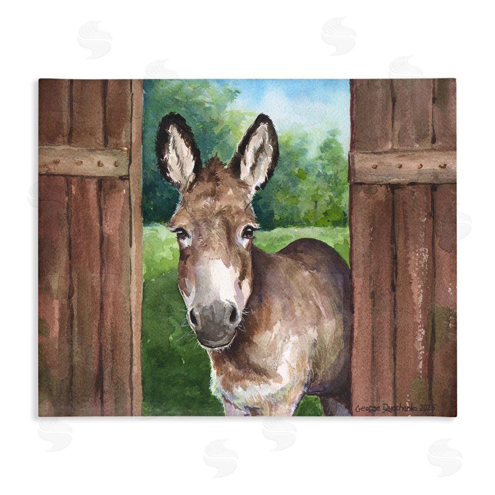 George Dyachenko Donkey in Wooden Gate Stretched Canvas Wall Art